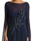 Teri Jon By Rickie Freeman Beaded Crepe Gown Women's Blue 2