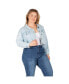 Фото #3 товара Women's Plus Size Cropped Denim Trucker Jacket