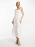 & Other Stories linen blend frill detail midaxi dress in white