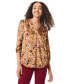 Фото #1 товара Women's Floral-Print 3/4-Sleeves V-Neck Blouse