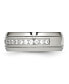 Stainless Steel Polished Grooved CZ 8mm Half Round Band Ring