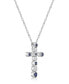 Фото #2 товара Macy's sterling Silver Created Blue and Created White Sapphire (7/8 ct. t. w.) Bezel Set Cross Pendant Necklace