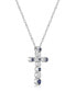 ფოტო #2 პროდუქტის Lab Grown Blue and Lab Grown White Sapphire (7/8 ct. t. w.) Bezel Set Cross Pendant Necklace Set in Sterling Silver