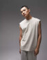 Topman oversized fit sleeveless t-shirt in stone