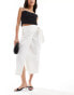 Фото #1 товара Never Fully Dressed Jaspre linen wrap midaxi skirt in white