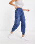 River Island cargo jeans with pocket detail in blue denim