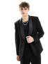 ASOS DESIGN skinny glitter blazer in black