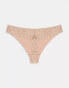 ASOS DESIGN 3 pack no VPL & lace thong in beige