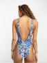 Reclaimed Vintage scoop front swimsuit in texture in blue