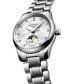 ფოტო #2 პროდუქტის Women's Swiss Automatic Master Moonphase Diamond (1/20 ct. t.w.) Stainless Steel Bracelet Watch 34mm