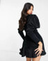 Фото #8 товара ASOS LUXE fluffy knitted corsetted dress with flippy skirt in black