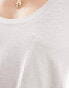 ASOS DESIGN linen look scoop neck pocket tee in stone