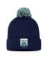 Фото #1 товара Men's Deep Sea Blue Seattle Kraken 2023 NHL Draft Cuffed Knit Hat with Pom