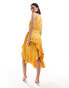 Style Cheat halterneck ruffle midi dress in marigold Ноготок, 36 - фото #3