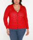 Фото #1 товара Black Label Plus Size Pointelle Button Front Cardigan Sweater
