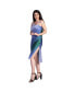 Фото #3 товара Women's Ombre Print Asymmetric Satin Slip Dress