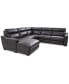 Фото #3 товара Gabrine 5-Pc. Leather Sectional with 2 Power Headrests and Chaise, Created for Macy's