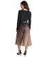 Petite Belted Ombré Long-Sleeve Pleated-Skirt Dress