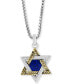 ფოტო #1 პროდუქტის EFFY® Men's Lapis Lazuli (8-1/2 x 7-1/2mm) Star of David 22" Pendant Necklace in Sterling Silver & 18k Gold-Plate