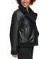 Фото #4 товара Women's Faux-Fur-Trimmed Faux-Leather Moto Jacket