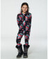 Toddler Girls One Piece Thermal Underwear Black Printed Roses - Toddler|Child