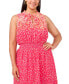 Plus Size Printed Split-Neck Smocked-Waist Dress