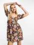 Фото #5 товара Miss Selfridge babydoll smock dress in retro tropical print