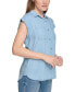 Фото #3 товара Petite Button-Front Cap-Sleeve Shirt