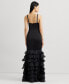 Women's Satin Tiered Ruffled Gown