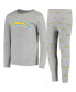 ფოტო #8 პროდუქტის Big Boys Gray Los Angeles Chargers Long Sleeve T-shirt and Pants Sleep Set