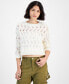 ფოტო #1 პროდუქტის Juniors' Destructed Crewneck Sweater