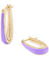 ფოტო #1 პროდუქტის Color Coated Elongated Hoop Earrings