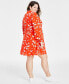Фото #4 товара Trendy Plus Size Print Collared Surplice-Neck Dress, Created for Macy's