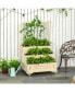 Фото #2 товара 3-Tiers Wooden Raised Garden Bed Trellis, Back Storage Area