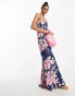 Фото #3 товара Hope & Ivy contrast lace floral maxi dress in navy