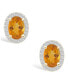 ფოტო #3 პროდუქტის Citrine (1-3/5 ct. t.w.) and Lab Grown Sapphire (1/5 ct. t.w.) Halo Studs in 10K Yellow Gold