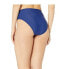 Фото #2 товара Athena 256232 Women Solid Mid Waist Bikini Bottoms Swimwear Navy Size 12