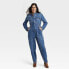 Фото #1 товара Women's Long Sleeve Denim Jumpsuit - Universal Thread Indigo 8