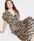 Фото #2 товара Women's Leopard-Print V-Neck Midi Dress, Created for Macy's