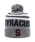 ფოტო #3 პროდუქტის Men's Heather Gray, Navy Syracuse Orange Ensuing Cuffed Knit Hat with Pom