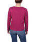 ფოტო #2 პროდუქტის Petite Long Sleeve Jeweled Neck Top