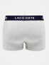 Lacoste essentials 3 pack trunks in grey