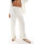 Фото #1 товара ASOS DESIGN Kayla mix and match beach wide leg trouser in white