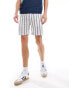 Фото #1 товара Threadbare stripe shorts in stone and blue with elasticated waist