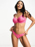 Ivory Rose floral lace v front thong in hot pink