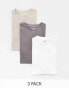 Фото #1 товара ASOS DESIGN 3 pack crew neck t-shirts in multiple colours