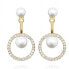 Decent gold-plated earrings with zircons and pearls 2 in 1 SC502