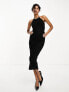 River Island halter midi dress with embellished neckline in black