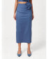 Фото #1 товара Women's Denim pencil skirt with rose detail, mid-rise