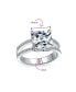 ფოტო #4 პროდუქტის 3CT Square Princess Cut AAA CZ Engagement Ring For Women Cubic Zirconia Split Pave Shank Band 925 Sterling Silver